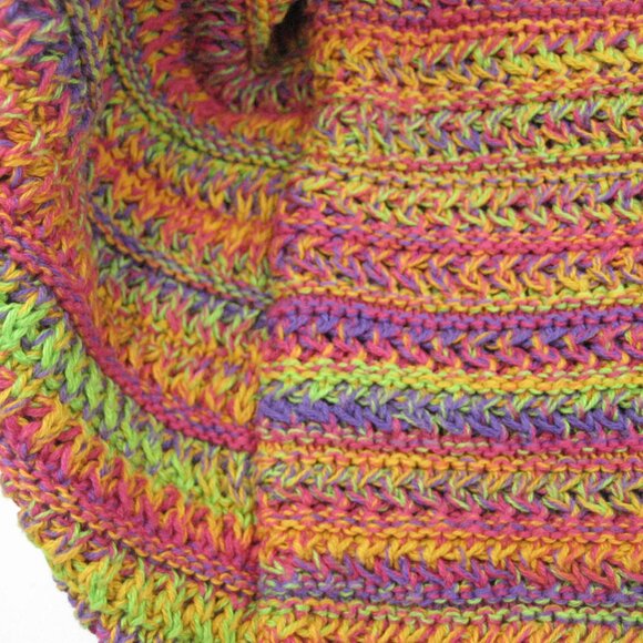 Knitted Mini Skirt Scoop Medium Size 8 - 10 Stripes Colorful Fringe - Picture 5 of 11